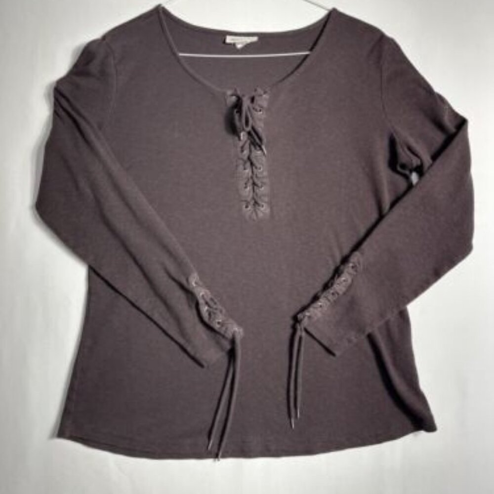 Ariat Women Pullover Knit Top XL Brown Shirt Long Sleeve